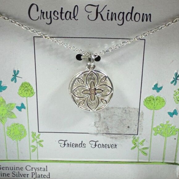 Crystal Kingdom Friends Forever Genuine Crystals Silver Plated Necklace Gift Box - Picture 1 of 4